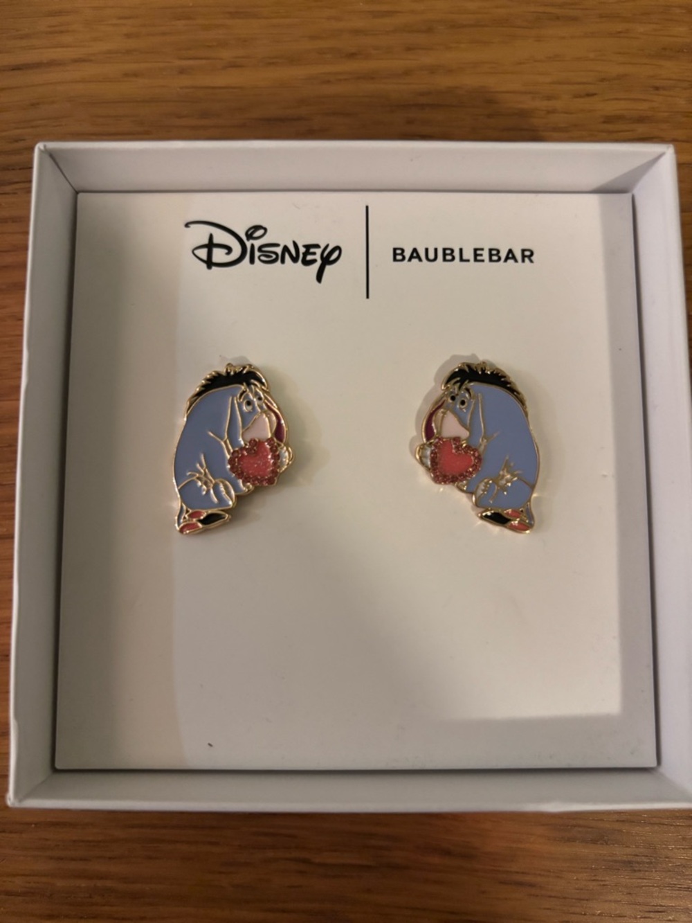 Disney x BaubleBar Eeyore Heart Enamel Stud Earrings NEW